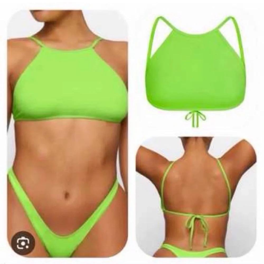 SKIMS Swim High Neck Top Neon Green